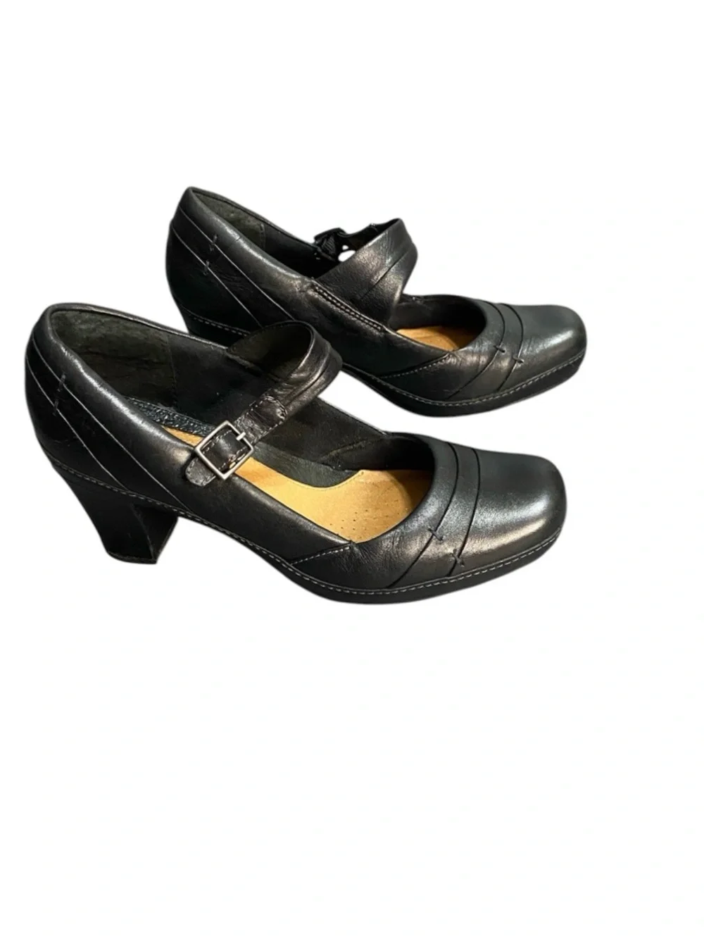 Clarks Artisan Black Mary Jane Block Heel Pumps - Picture 1 of 7